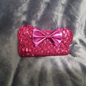 Disney Loungefly Pink Sequin Wallet New